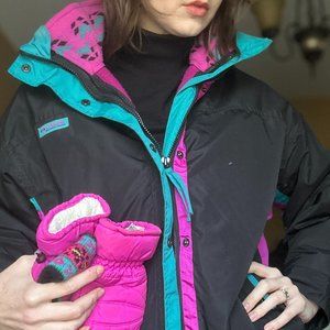 1990's Ski SET Columbia Bugaboo 3 in 1 Interchange Jacket, Gloves, Headbands